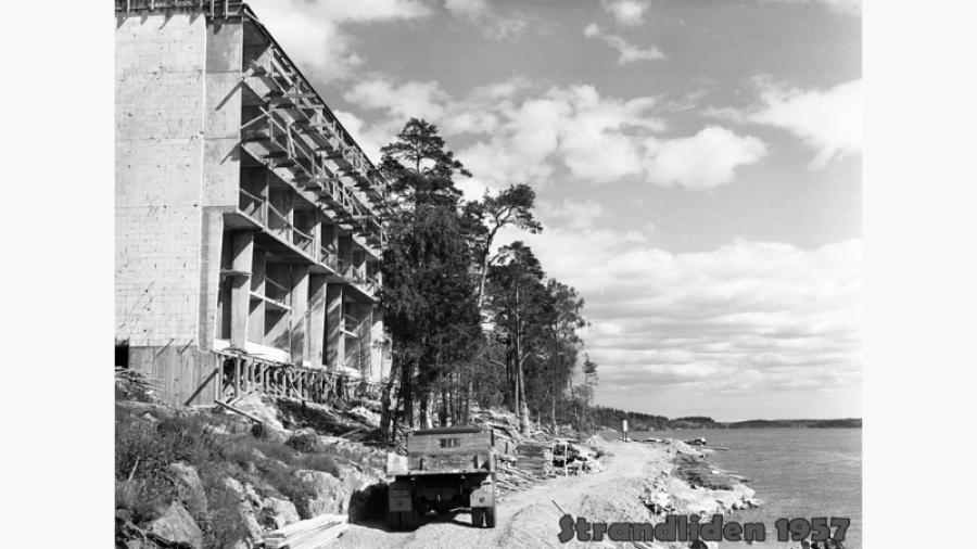 Bygge 1957 vid Strandliden